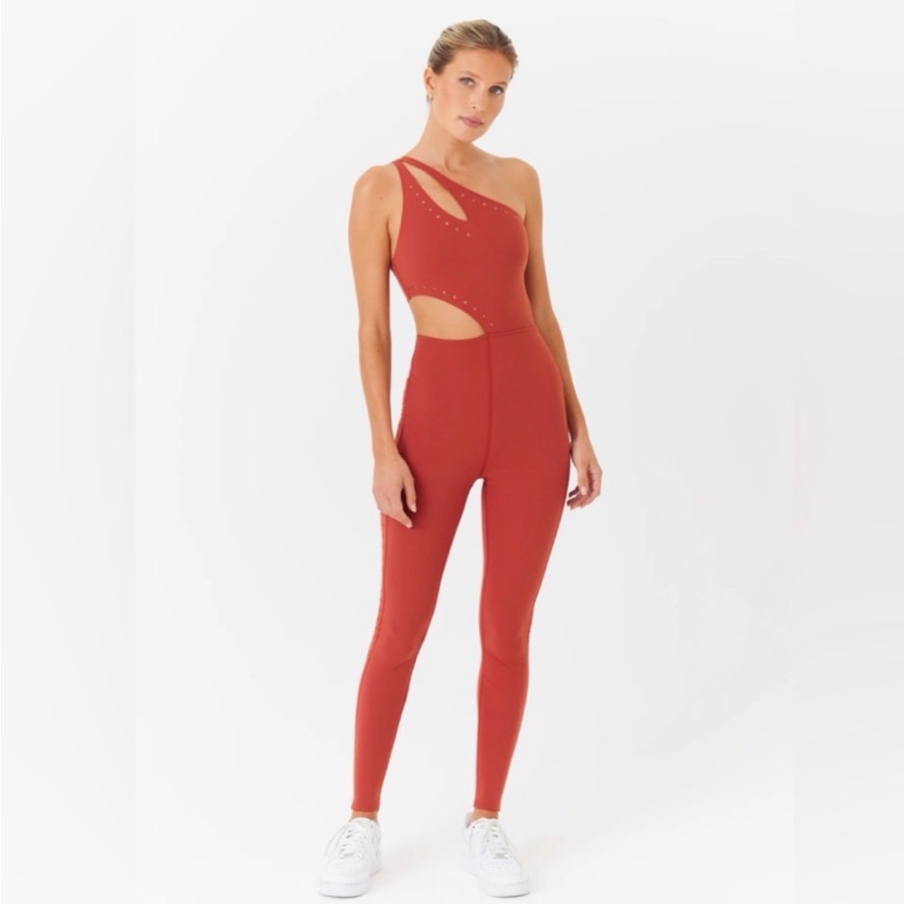 NEW Gigi C “Cassie” One-Shoulder Jumpsuit in Terracotta, XS